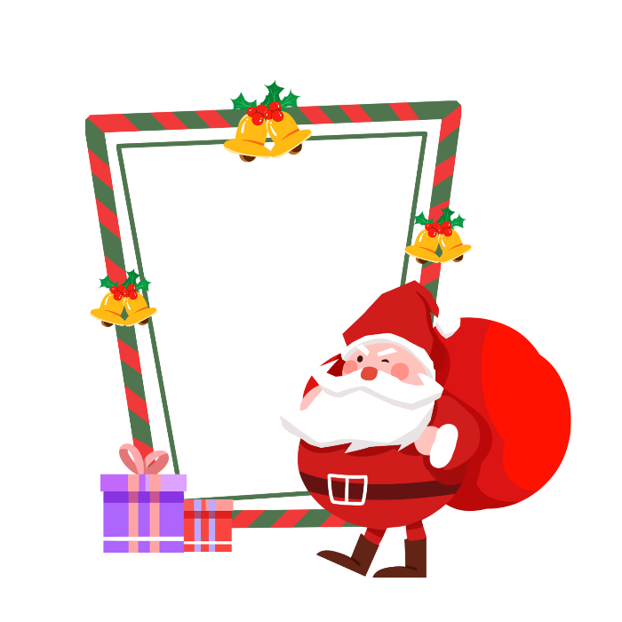 Christmas PNG Free Download Santa Claus ringing a bell carrying gifts